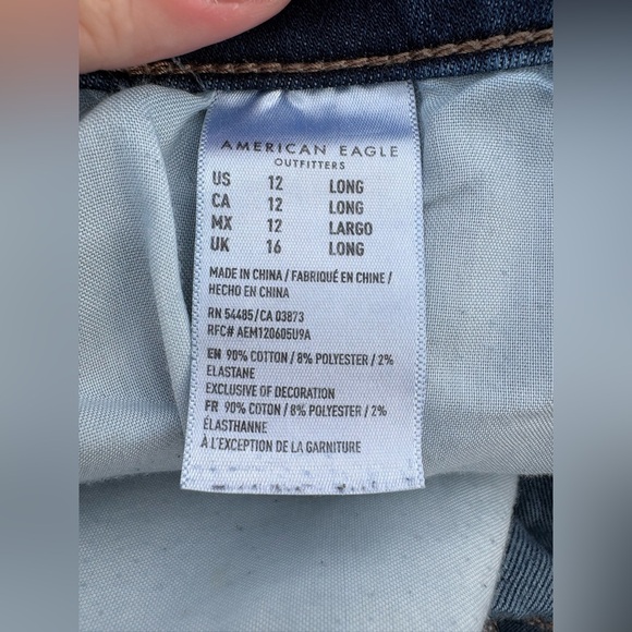 American Eagle Jegging Jeans Distressed Medium Wash Stretch Denim Size 12 Long - Picture 5 of 6